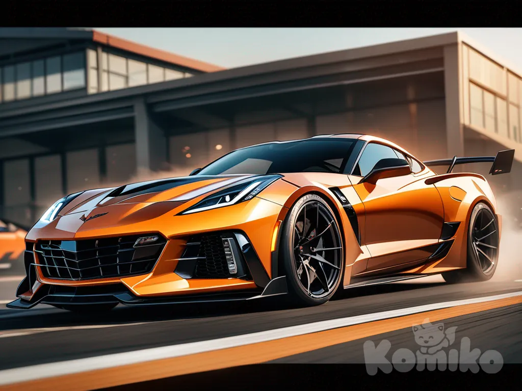 chevrolet corvette c7 ZR1, 1car, orange color