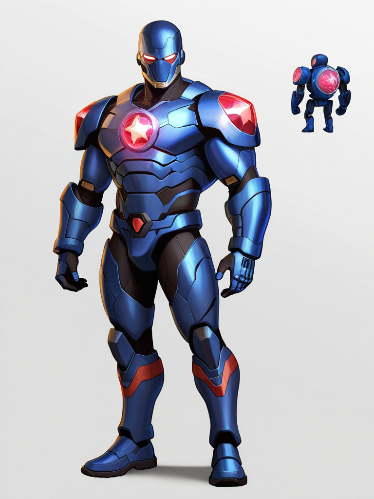 1boy, elderly, superhuman, faceless robot, brain in crystal sphere, marvel style, original character, single character, full body, looking at viewer, simple background, white background