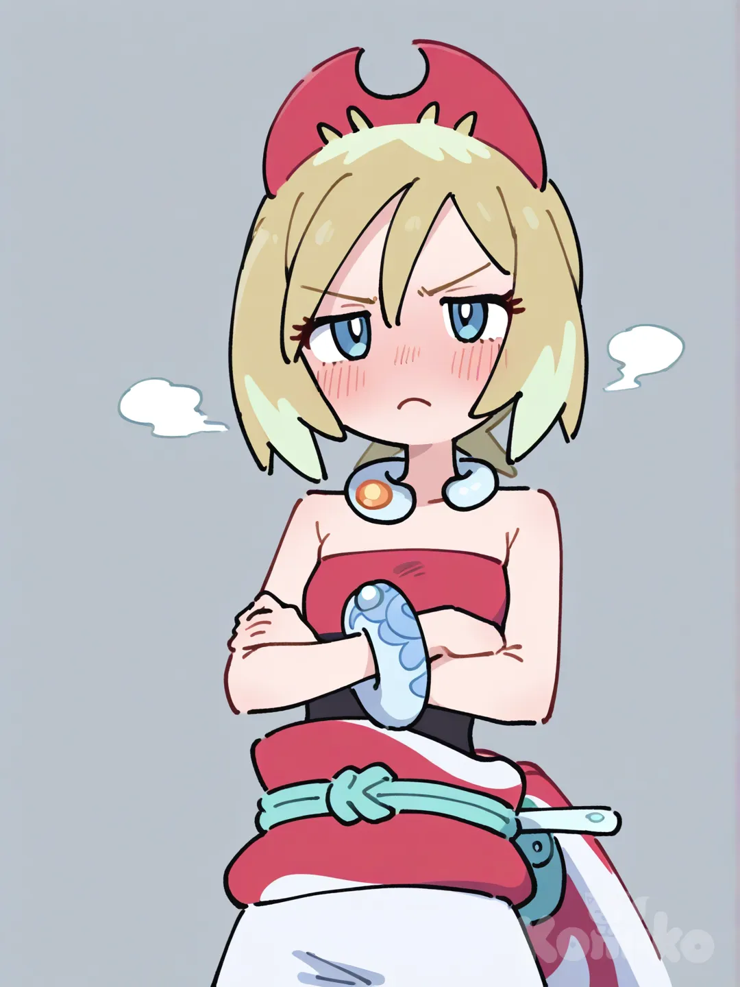 [flat-pastel-style], @Irida_(Pokemon), blush, frown