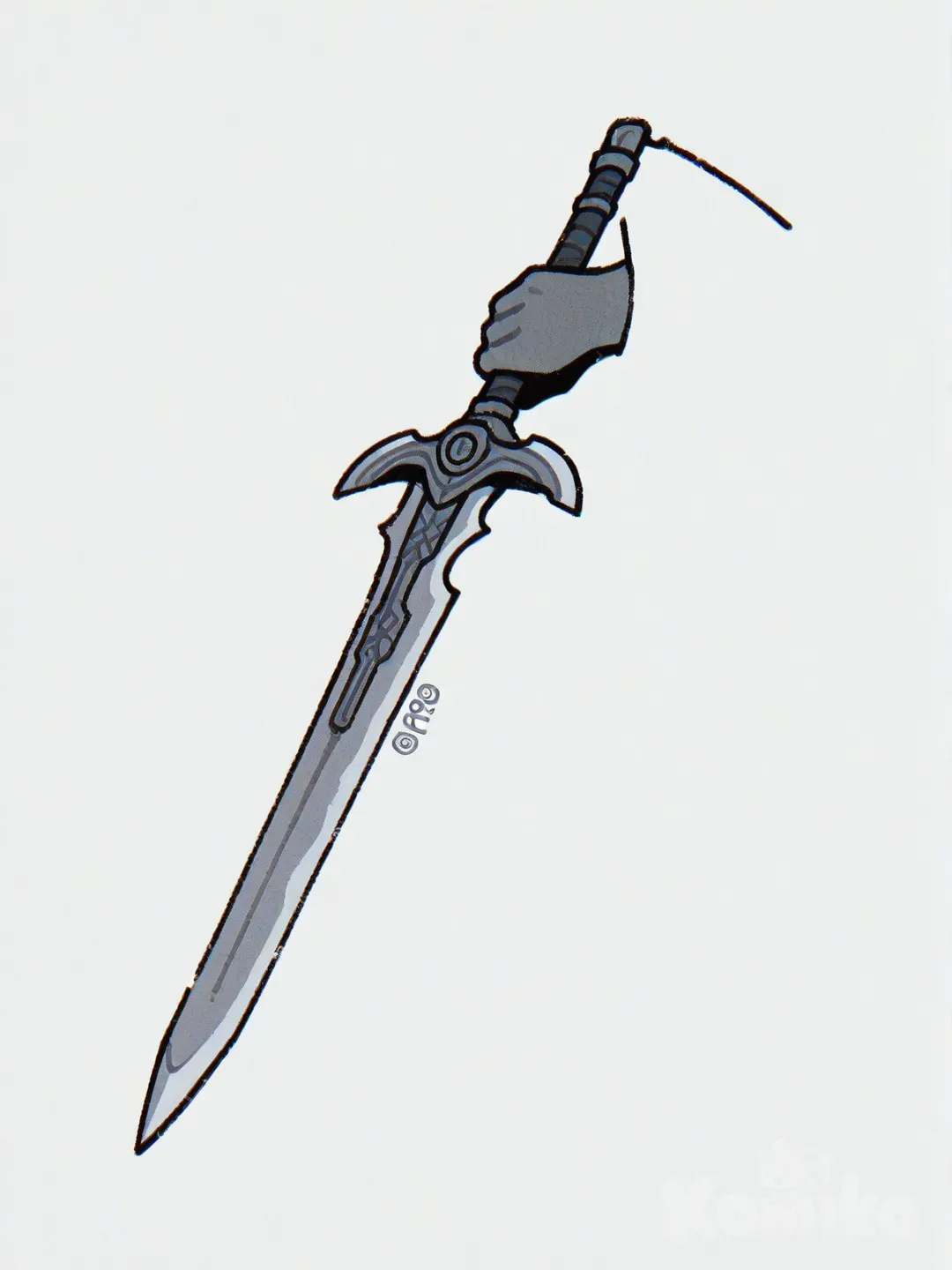 Sword, [thick-outline-style], clean background, white background, water mask with 100% opacity, without watermark