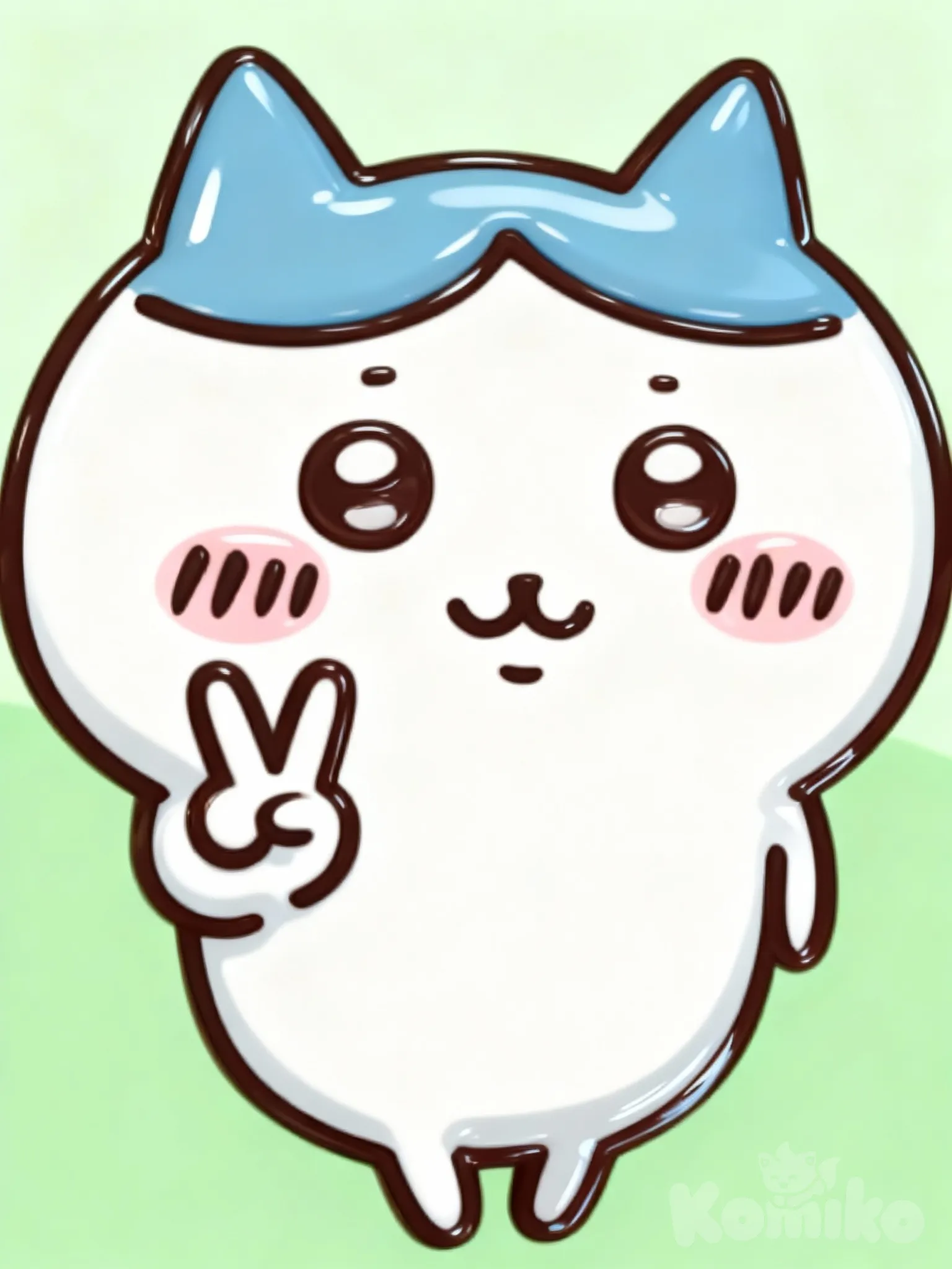 @Hachiware, [glossy-chibi-style], v sign, headshot