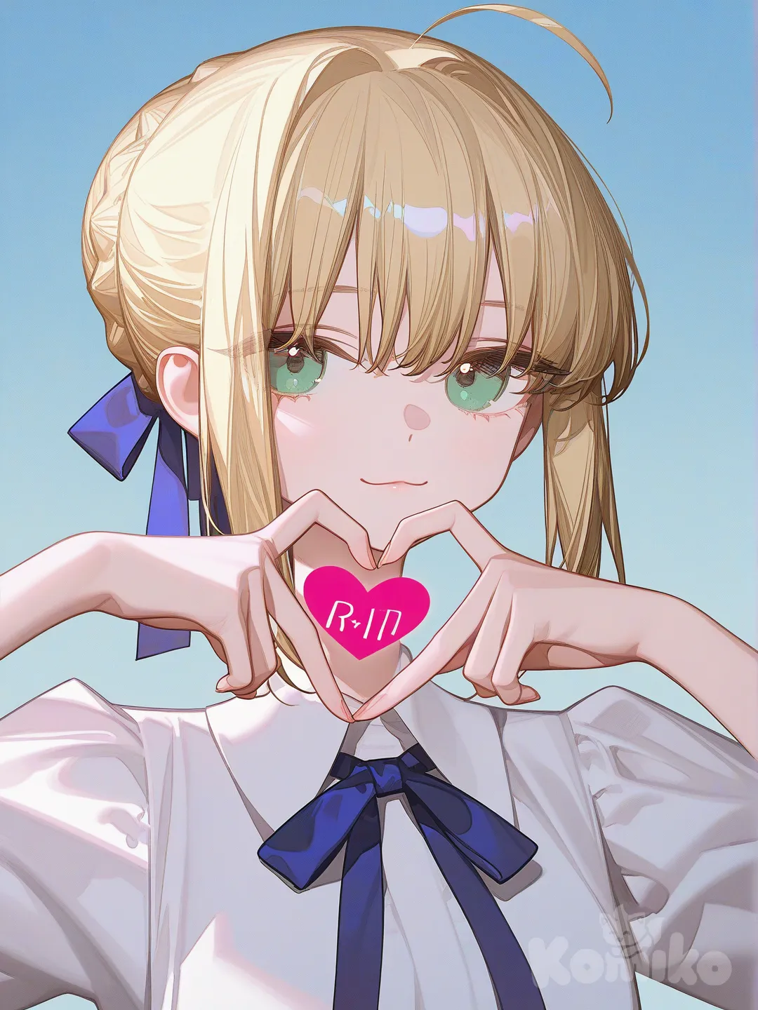 @Saber_(Fate), [high-contrast-glossy-style], heart hands