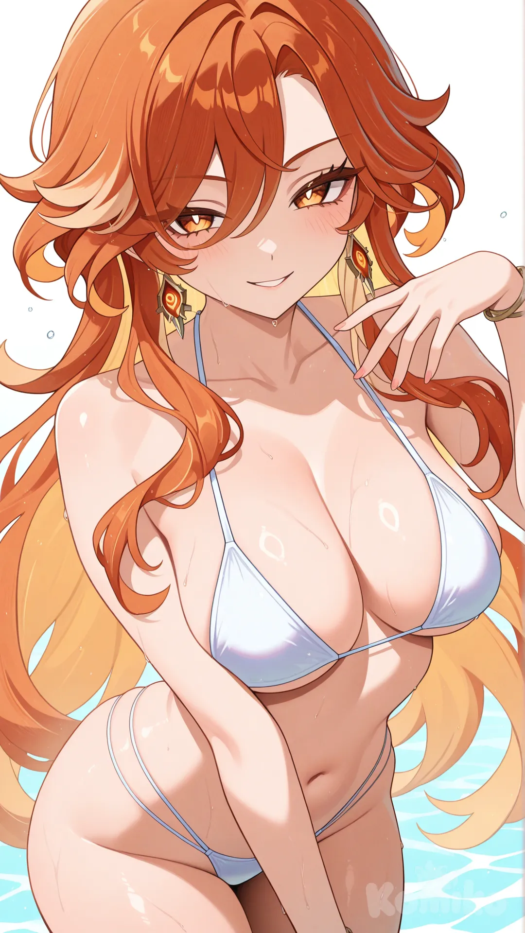 mavuika (Genshin Impact) #waifu #cool post , white swimming suite bikini Gstring