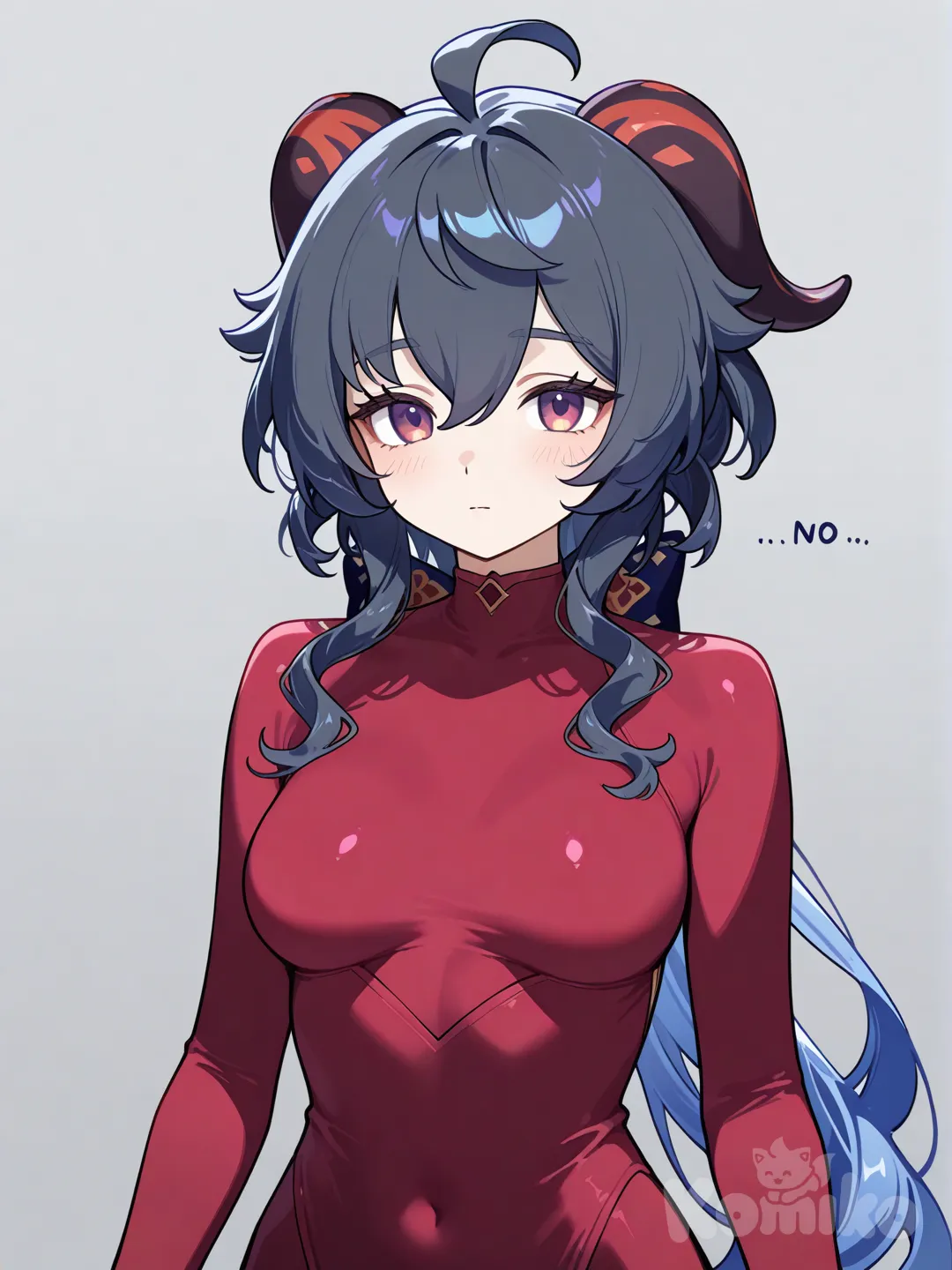 @Ganyu_(Genshin_Impact) color negro y rojo