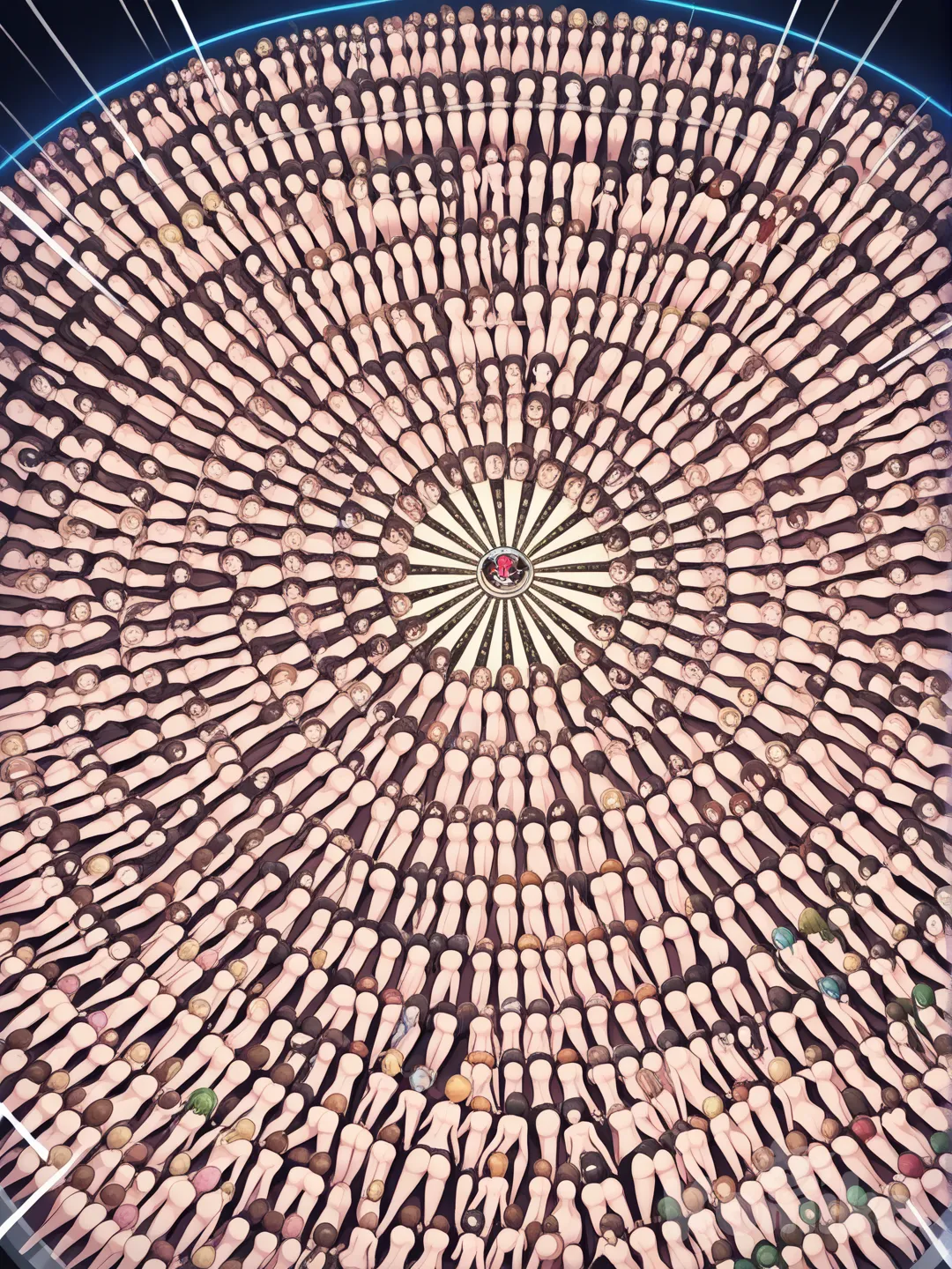 @Fubuki_(One-Punch_Man), @Tatsumaki, @Android_18, @Winry_Rockbell, @Riza_Hawkeye, @Sinon, @Asuna_(Sao), @Leafa, @Bowsette, @Makima_(Chainsaw_Man), @D.Va_(Overwatch), @Dainty_Wilder, @Yor_Briar, @Anya_(Spy_X_Family), @Harley_Quinn, @Raven_(Dc), @Gwen_Stacy, @Nami_(One_Piece), @Nico_Robin, @Boa_Hancock, @Zen'In_Maki, @Cynthia_(Pokemon), @Nessa_(Pokemon), @Misty_(Pokemon), @Skyla_(Pokemon), @Mirko, @Yaoyorozu_Momo, @Uraraka_Ochako, @Hadou_Nejire, @Kochou_Shinobu, @Kanroji_Mitsuri, @Kamado_Nezuko todos em uma suruba lésbica , ultra-wide shot, completely nude