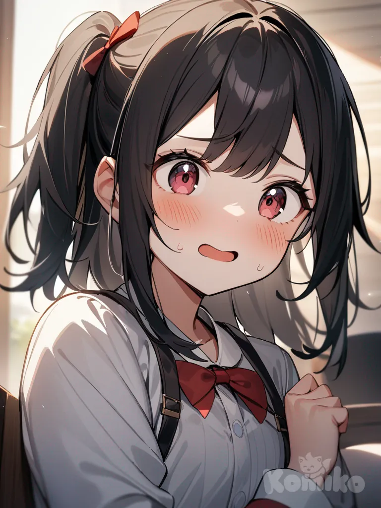 1girl, nervous, but happy and in love little sister 18 years old