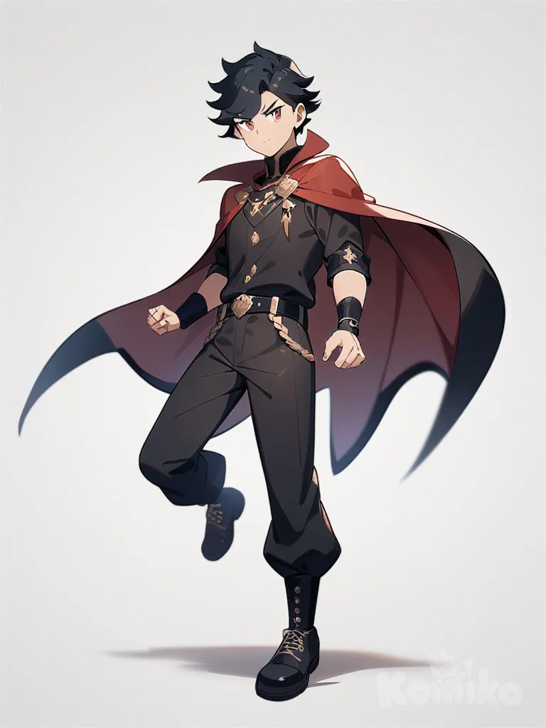 1boy, hombre, capa, estilo Pokémon, single character, full body, looking at viewer, anime style, simple background, white background