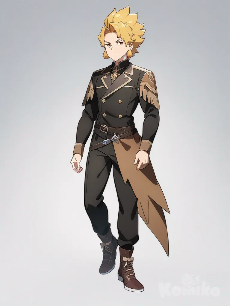 1boy, Rox D. Xebec, similar character, single character, full body, looking at viewer, anime style, simple background, white background