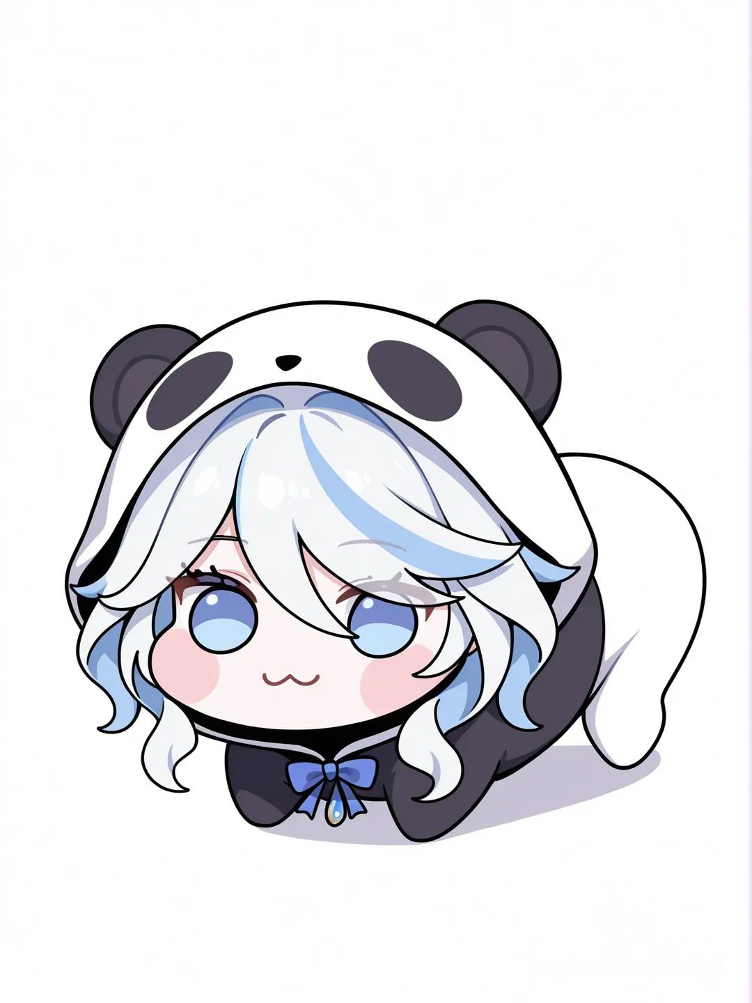 anime girl with panda hat, cute kawaii style, adorable character design, [doro-style], Furina (Genshin Impact)