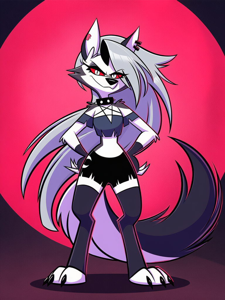 @Loona_(Helluva_Boss), evil smile, [classic-cel-animation], portrait