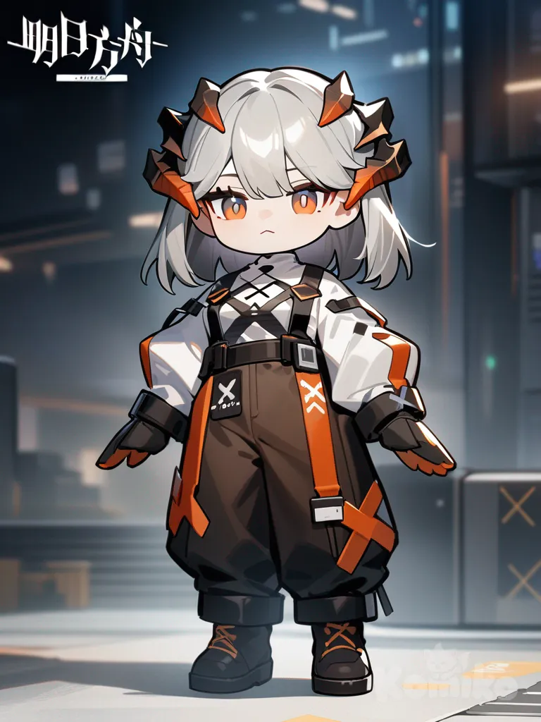 saria (arknights), full body, Front view, chibi