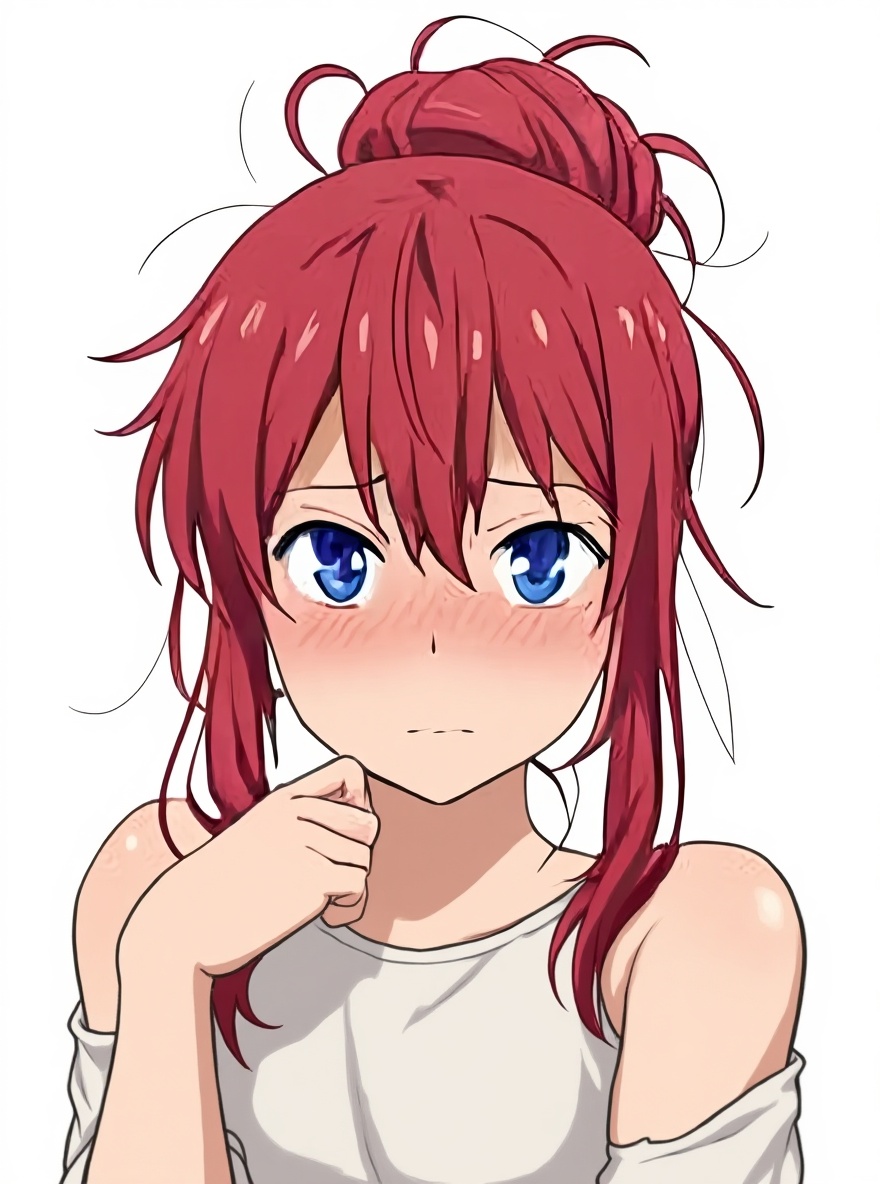 1boy, femboy, small breasts, small penis, short hair, straight hair, feminine, nude, standing, feminine face, single character, full body, looking at viewer, anime style, simple background, white background