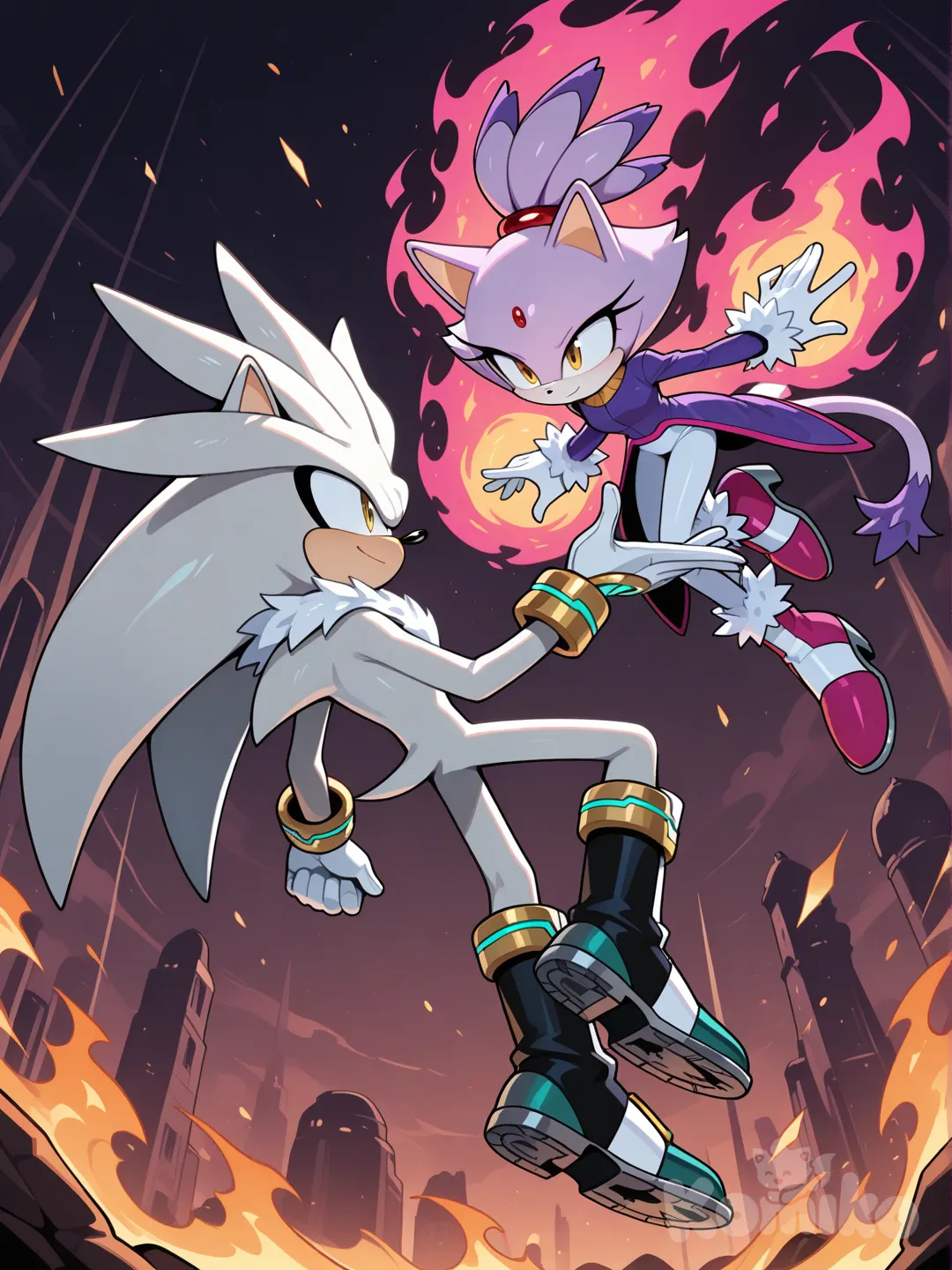 silver the hedgehog and blaze the cat.