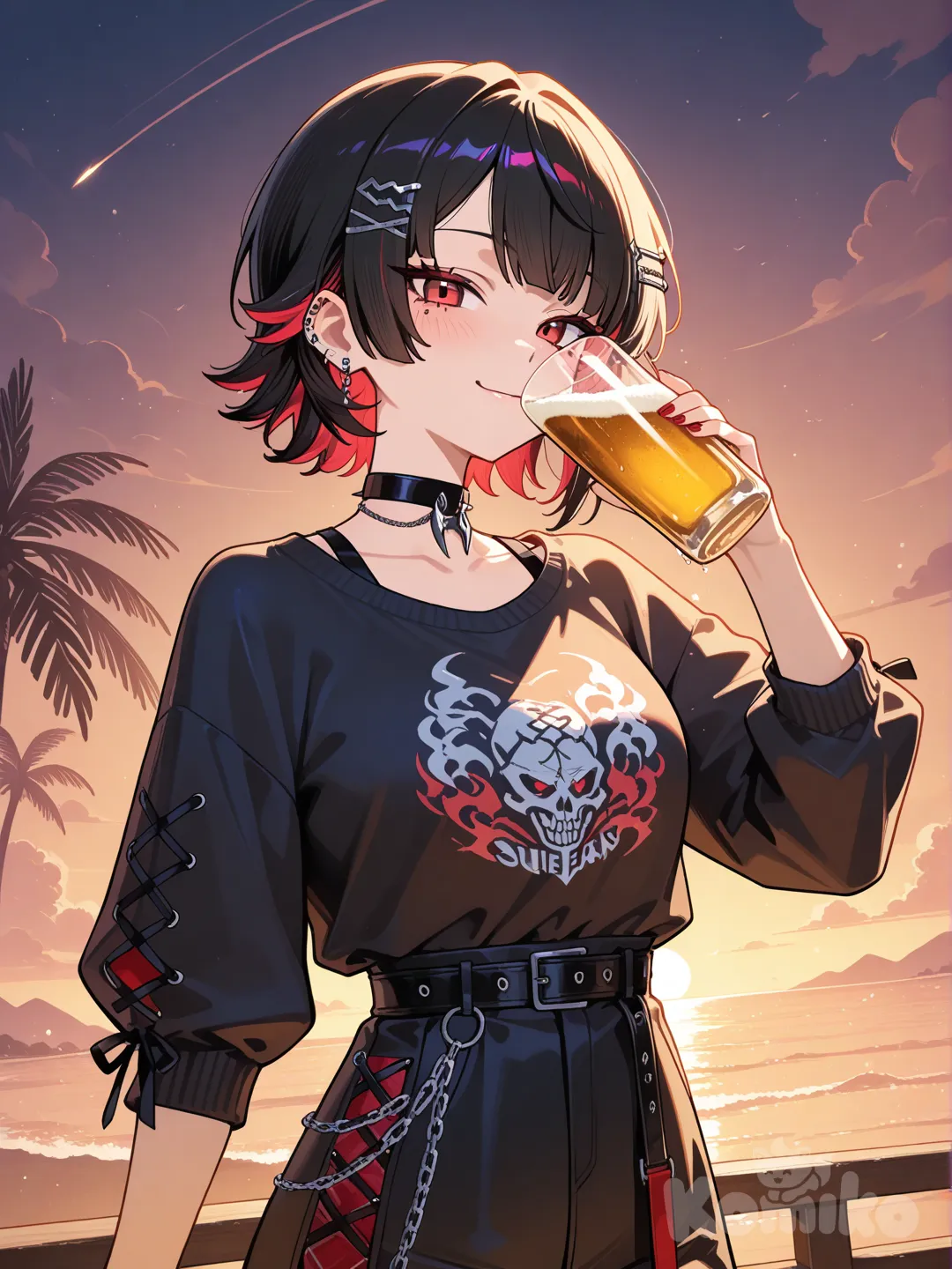 ellen joe, bebiendo cerveza original