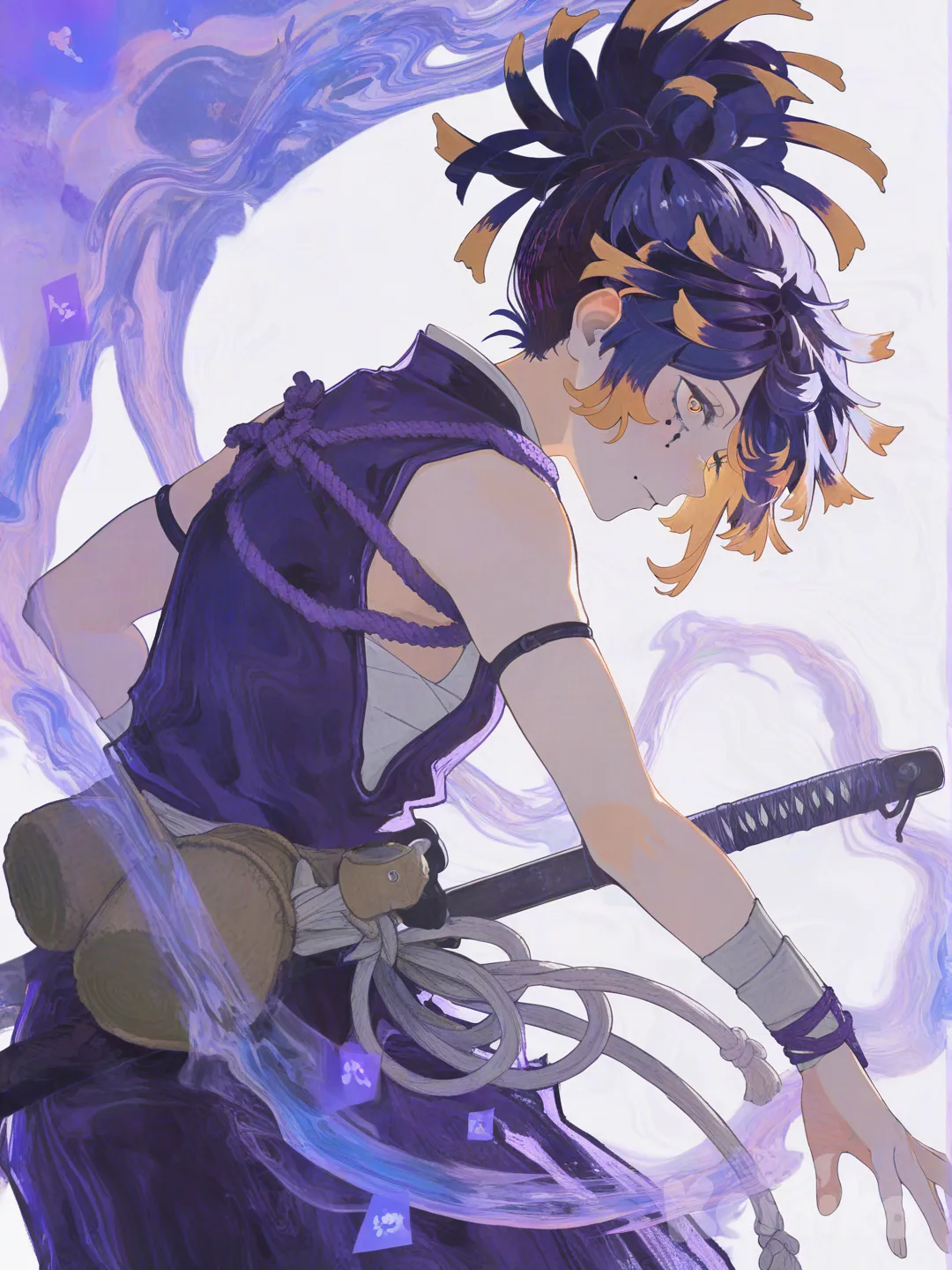 [watercolor-illustration-style], girl, jigokuraku, 1girl