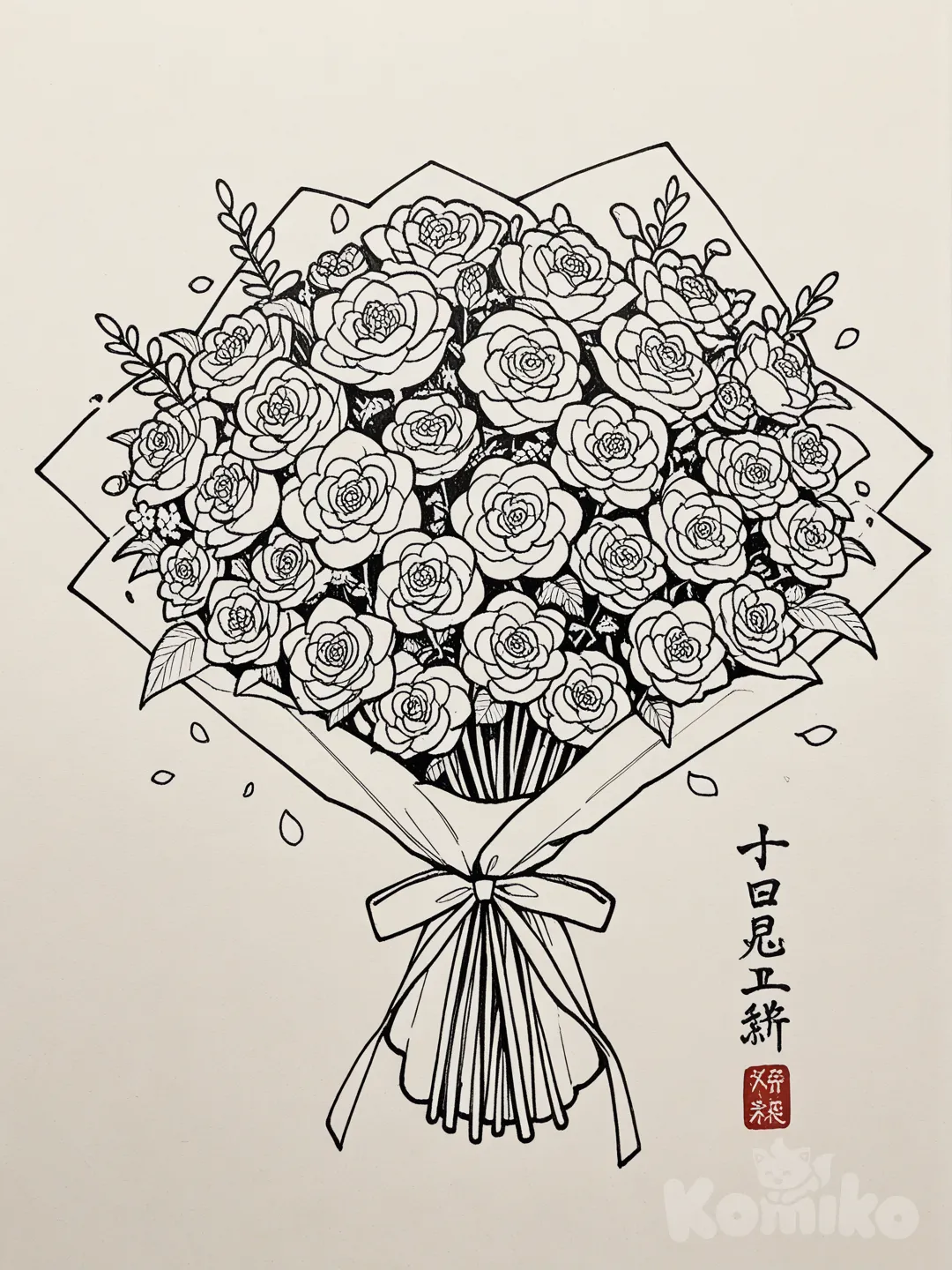 ink drawing of flowers
