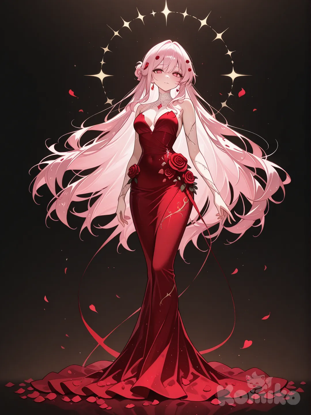 Woman made of rose petals