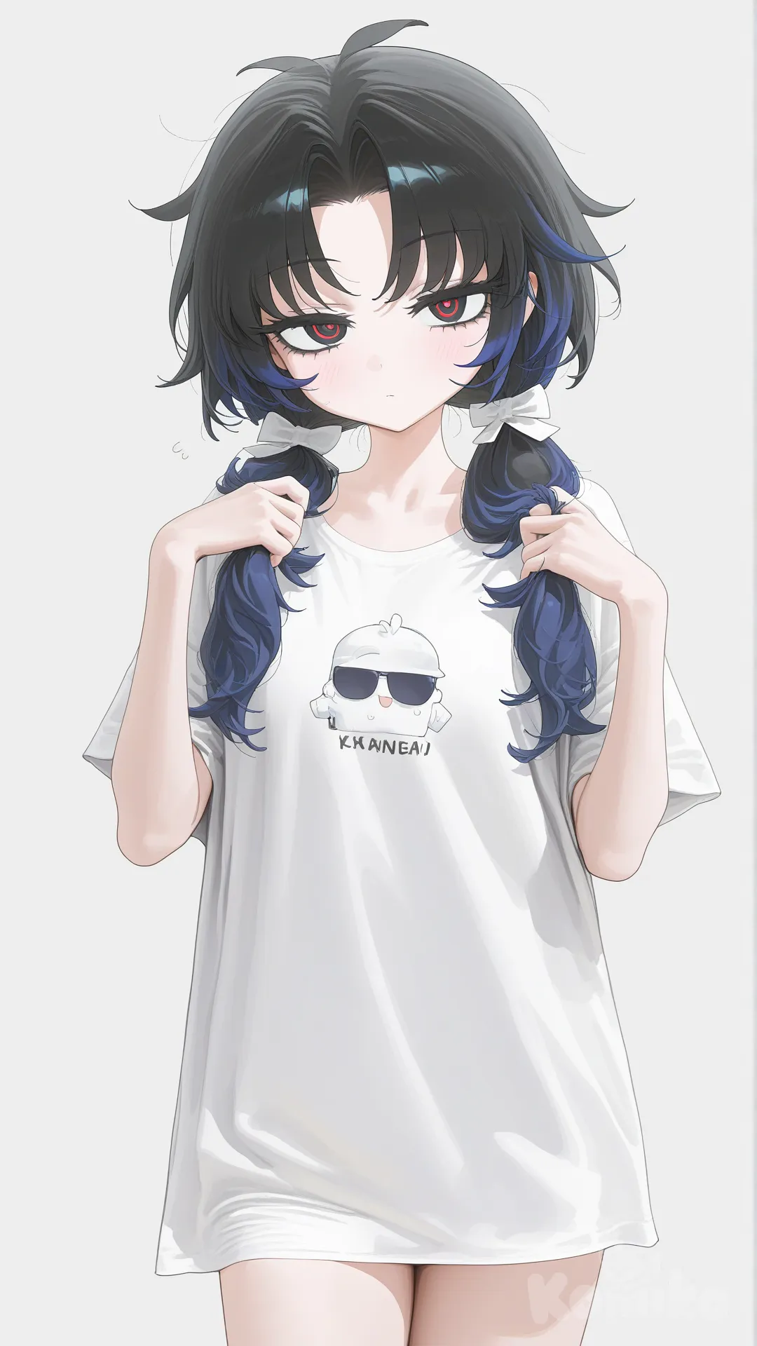 Hentai., Futanari, Solo, 1Futa, An Arm Raised Showing the Armpit, Multiple Views, first position the character standing slightly to the side, and also shows next to the character with his back showing the butt, make both views, large breasts, blond hair, tan, gyaru, naughty face, [vibrant-anime-style], completely nude, nipples, medium-sized penis, uncensored, chubby belly, lightly front position to the side and back shows the rear.