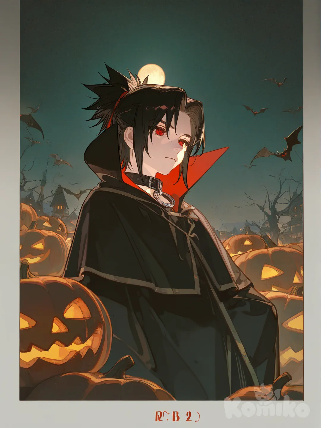 [dazzling-illustration-style] Sasuke Uchiha Halloween con collar
