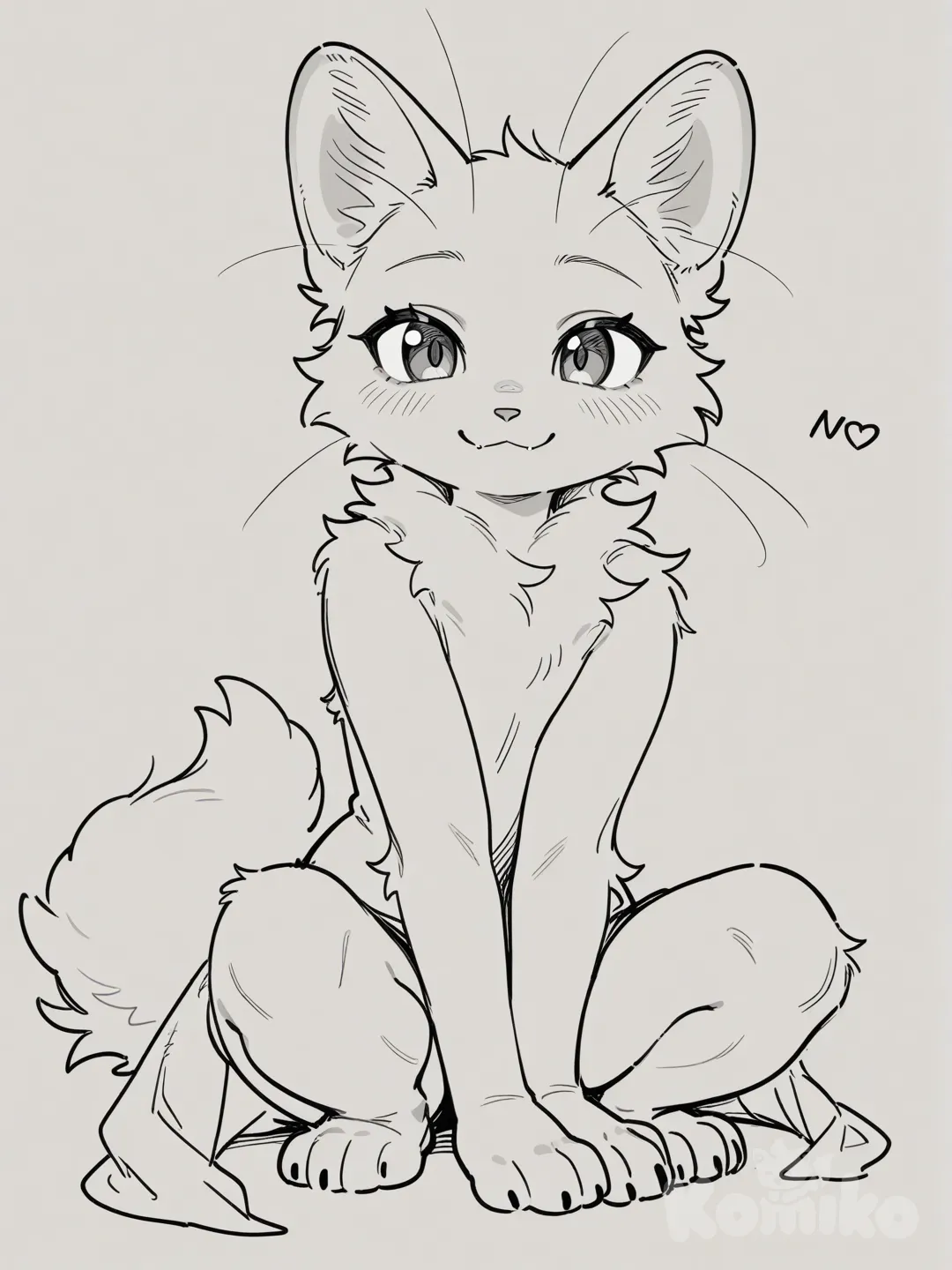 cute animal, pencil drawing, sitting, playful pose, delicate lines, soft gradients