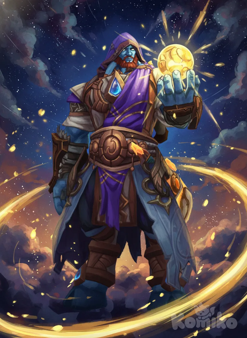 Painting hand drawing art style, more details and dynamic, cosmic background, yellow light energy , anime style