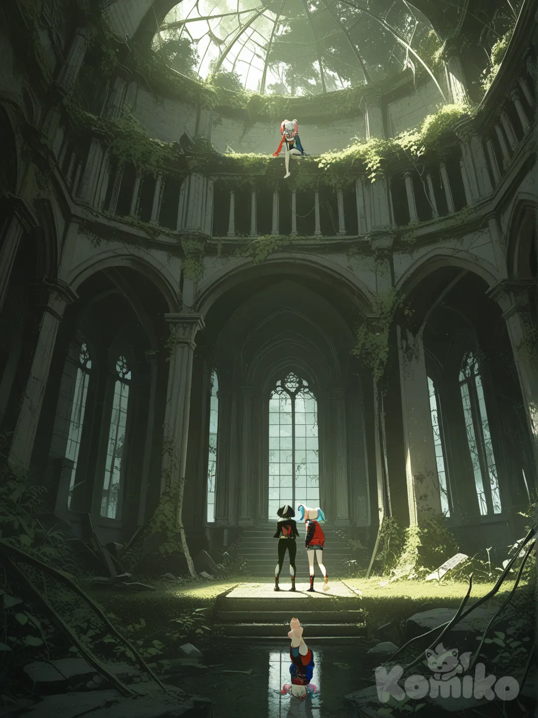 ultra-wide shot, ruins, Raven (Dc)