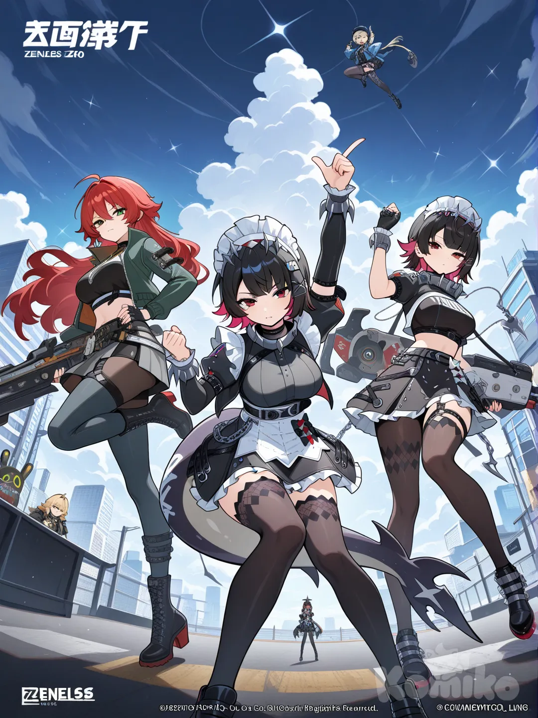 Hoshimie Miyabi , caesar king et ellen joe de zenless zone zéro