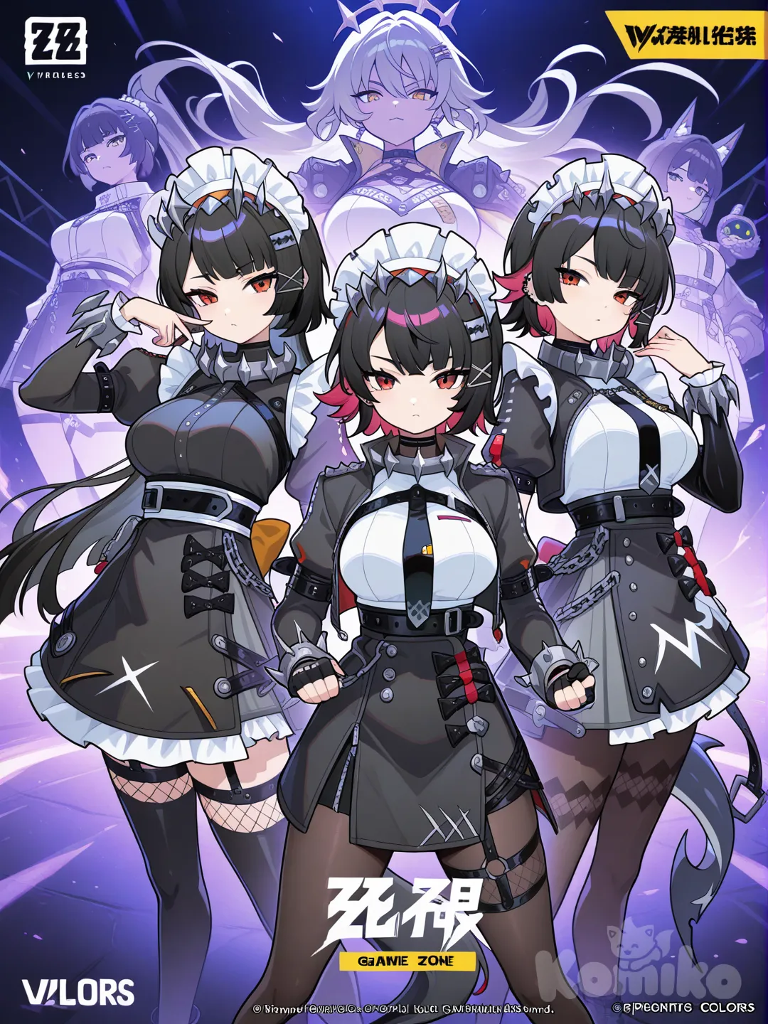 Hoshimie Miyabi avec caesar king et ellen joe de zenless zone zéro sur une image , mes 3 personnage sur une image