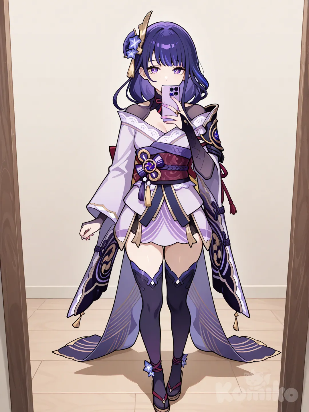 [semi-realistic--style], selfie, full body, @Raiden_Shogun