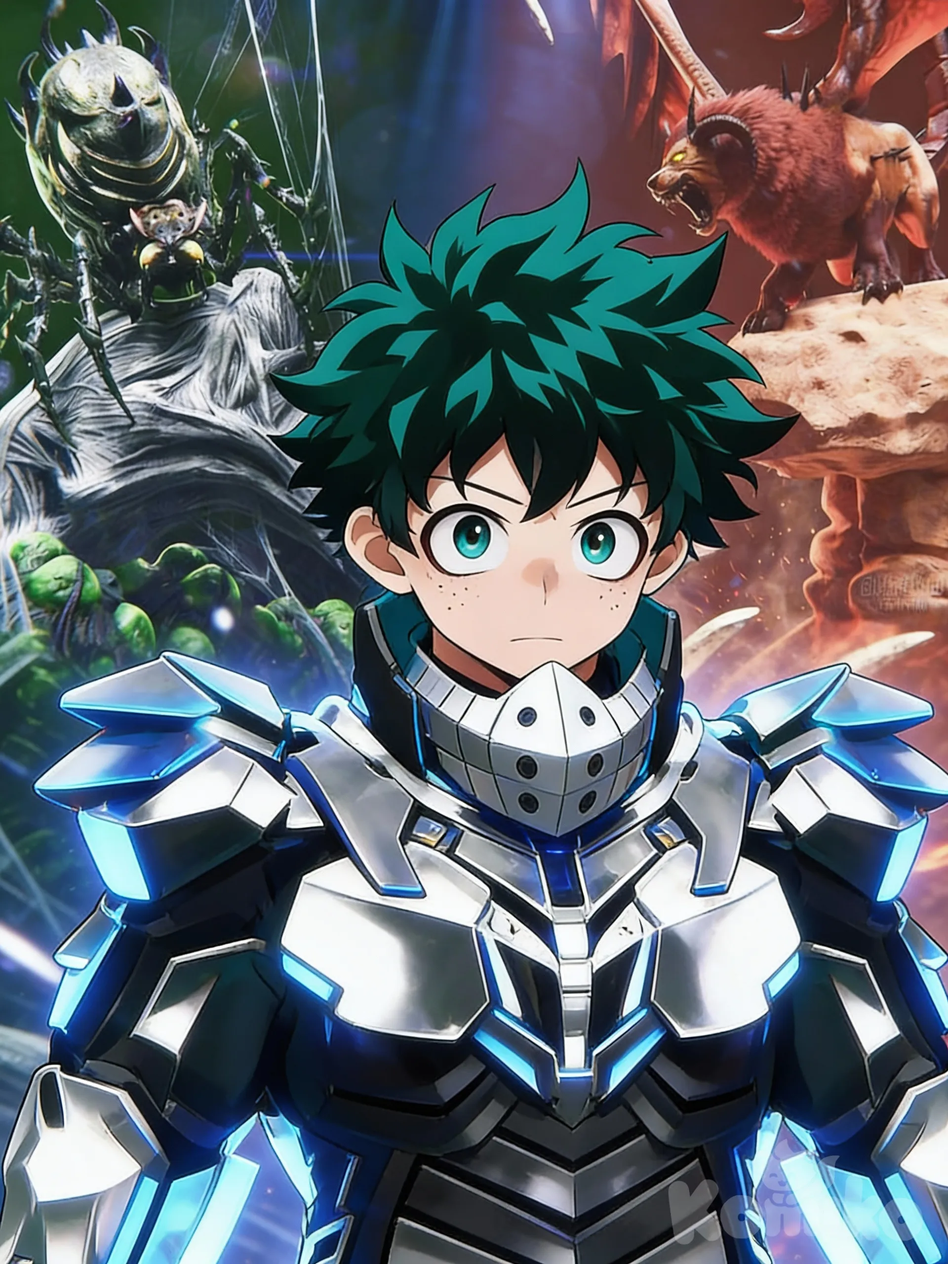 @Midoriya_Izuku usando esta armadura, descarga (4) con cara seria