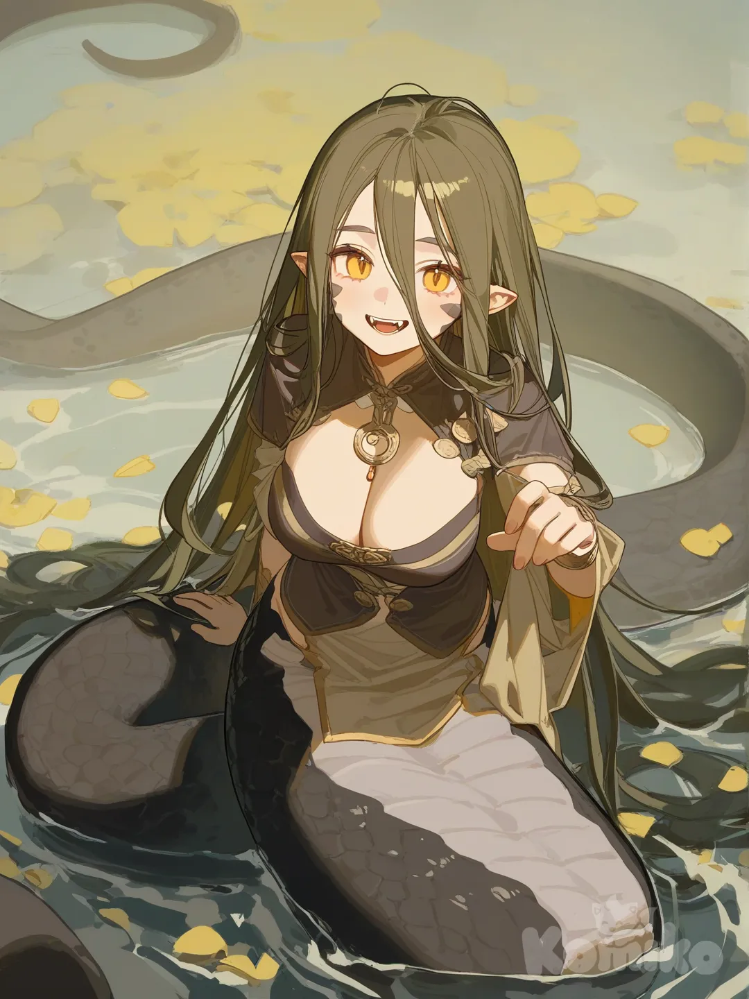 lamia, [lacquered-illustration-style]