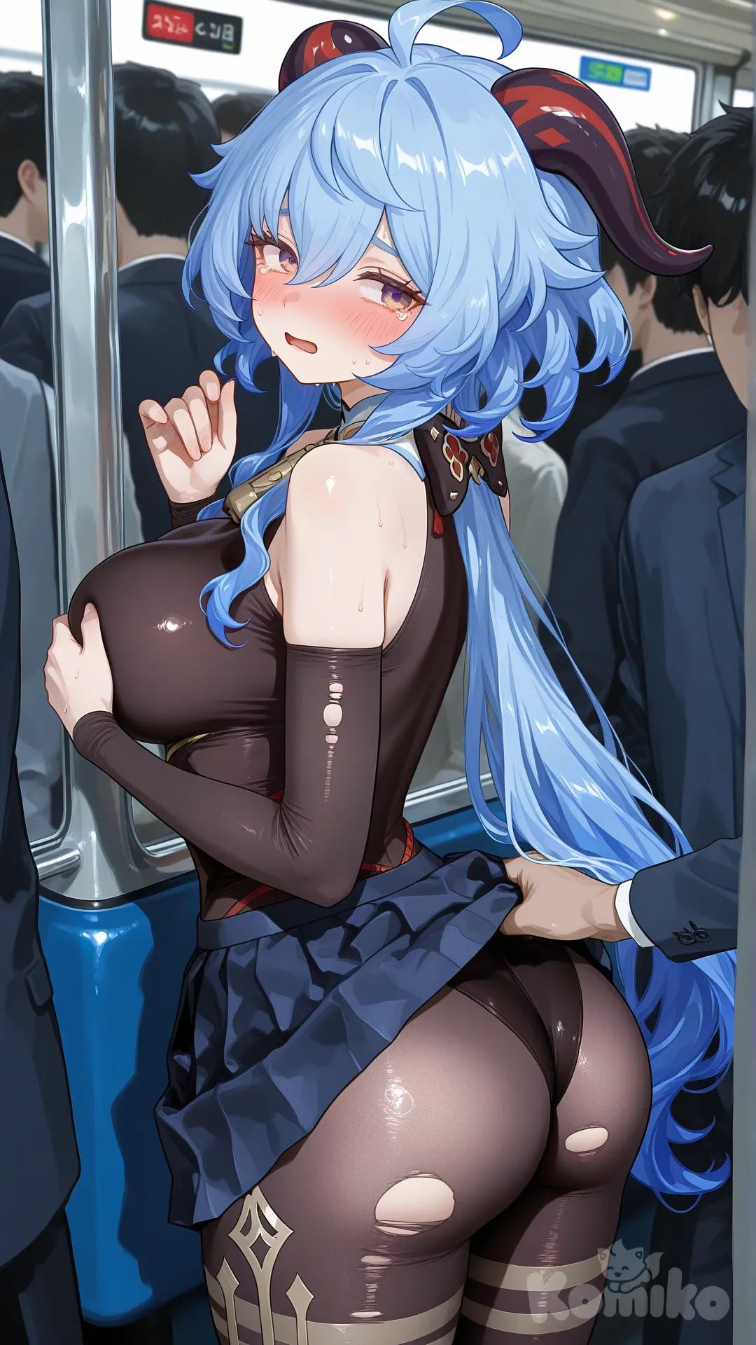 @Ganyu_(Genshin_Impact), on bus,  [sensual-glossy-style]