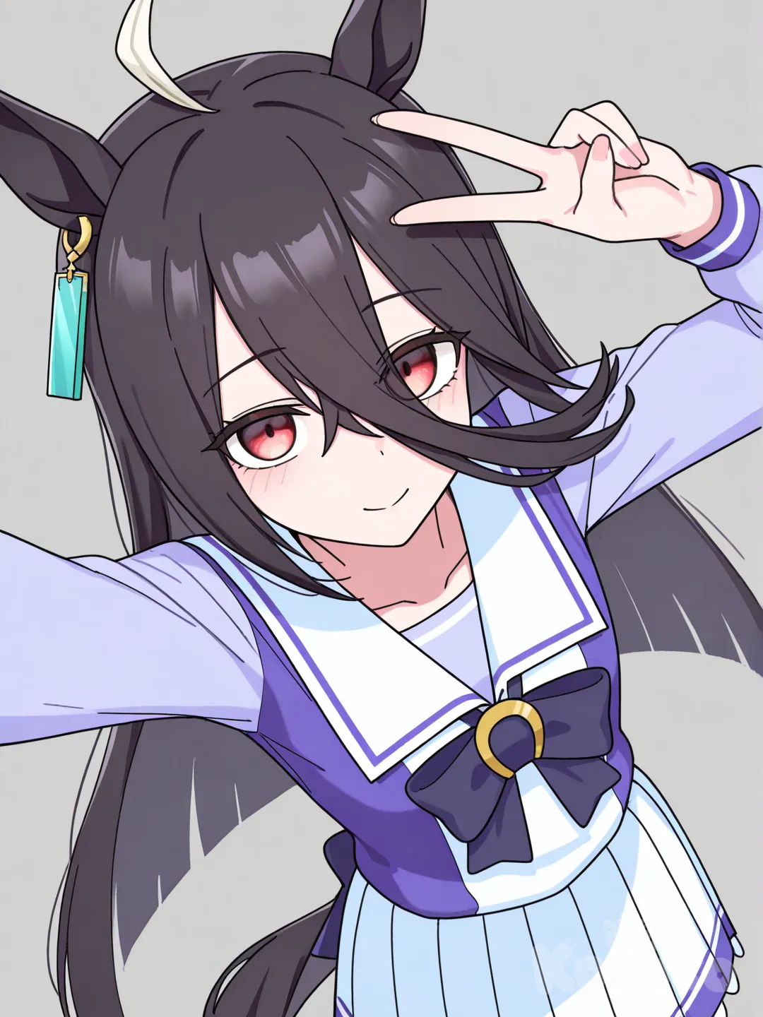 @Manhattan_Cafe_(Umamusume) in a victory pose, [toon-shaded-style]