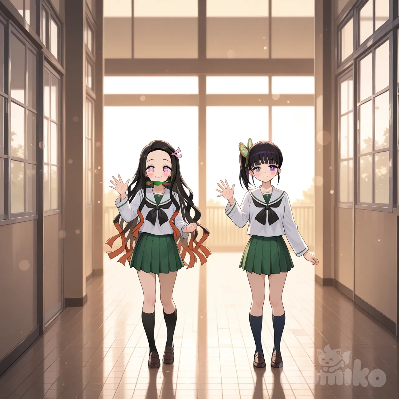 Nezuko and Kanao changed school