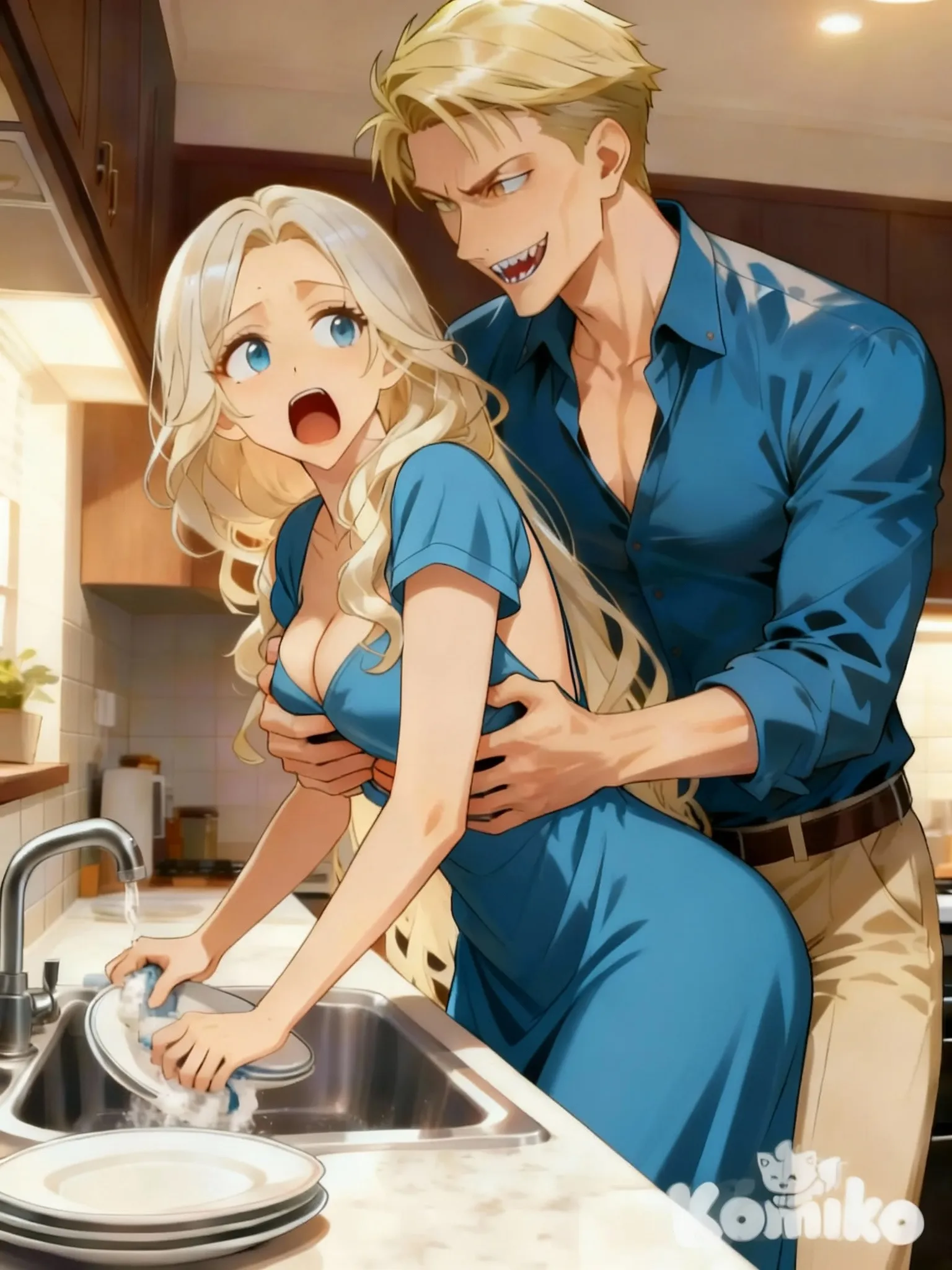 @elena-133T gets her tits mauled by Henry, her step-father