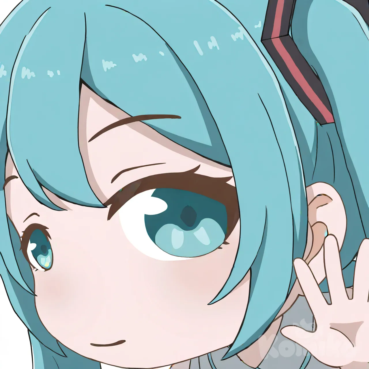 @Hatsune_Miku, waving, smile, [close-look-style]