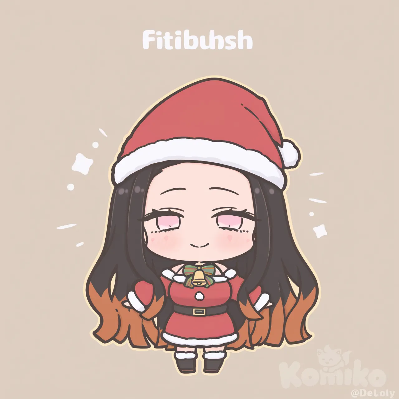 @Kamado_Nezuko, @Kamado_Tanjirou, gathering together, smile, Christmas outfit , [pastel-chibi-style]