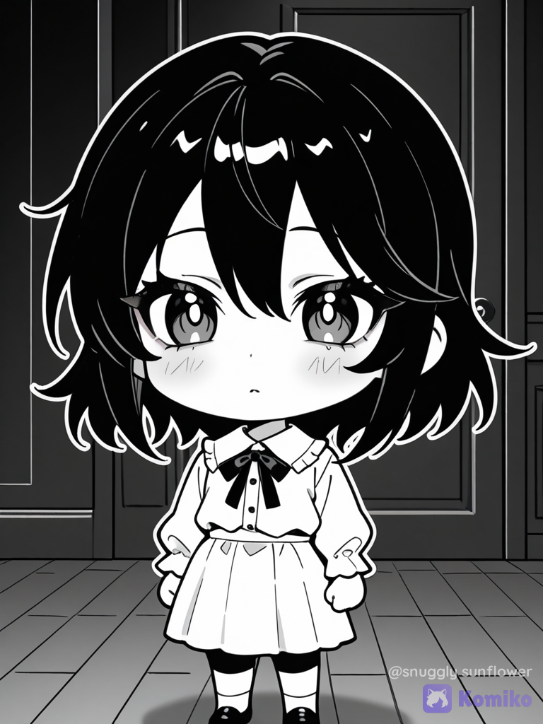 high contrast, chibi, 3d, black and white manga style, anime coloring, anime screencap, anime coloring, anime screencap, anime screencap