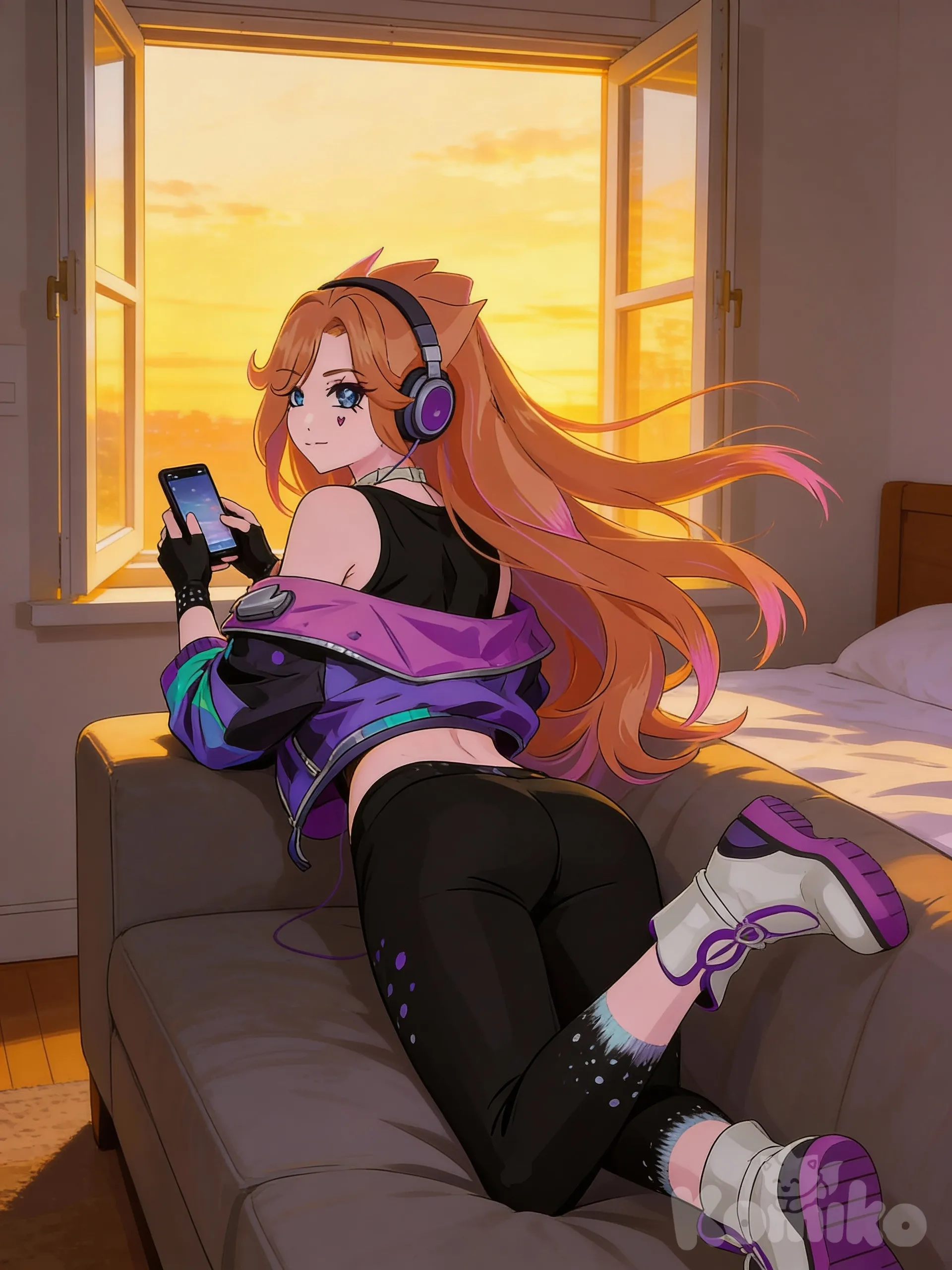 Yuudachi : Simple Dusk listening to music 