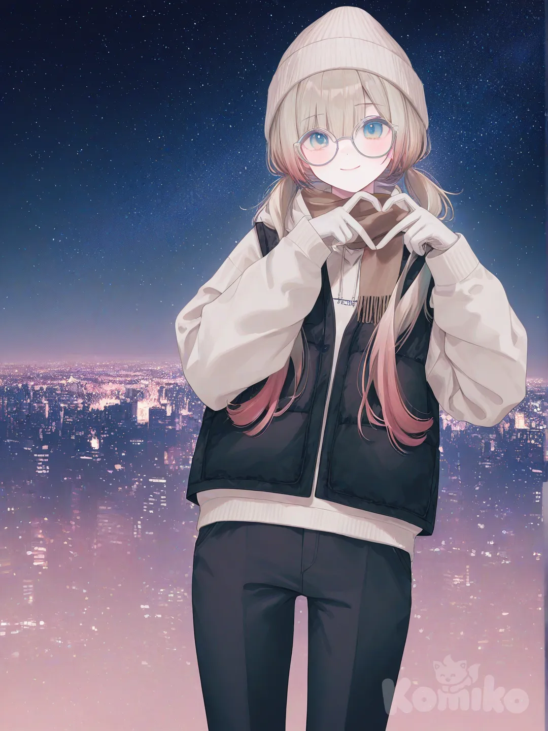 midnight cityscape selfie