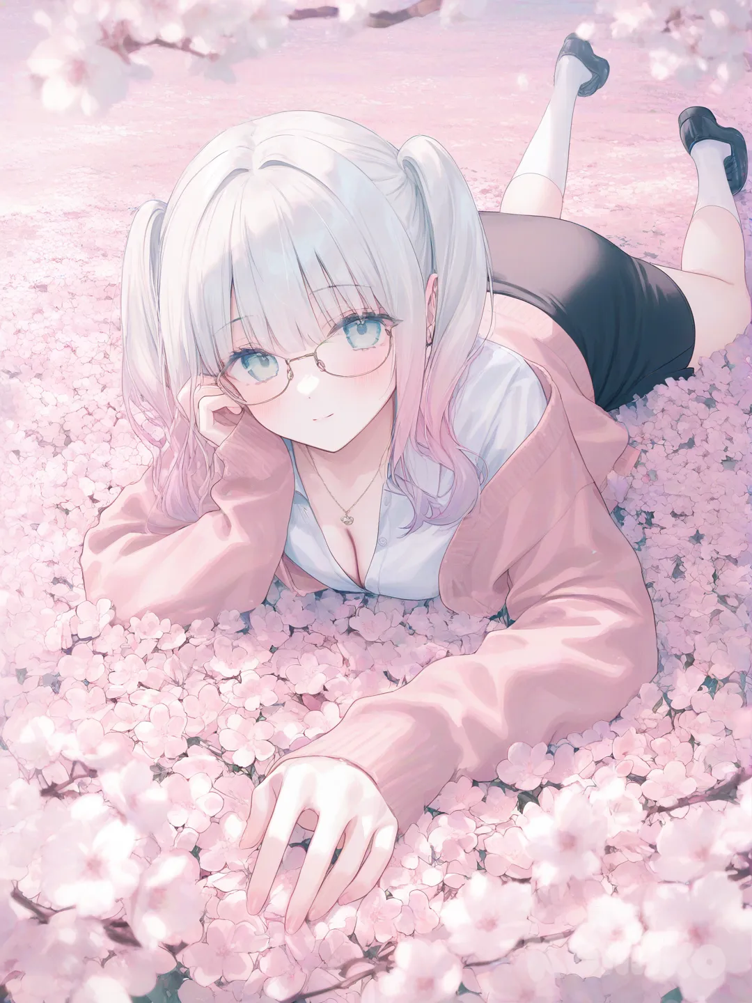 laying in the sakura fields 