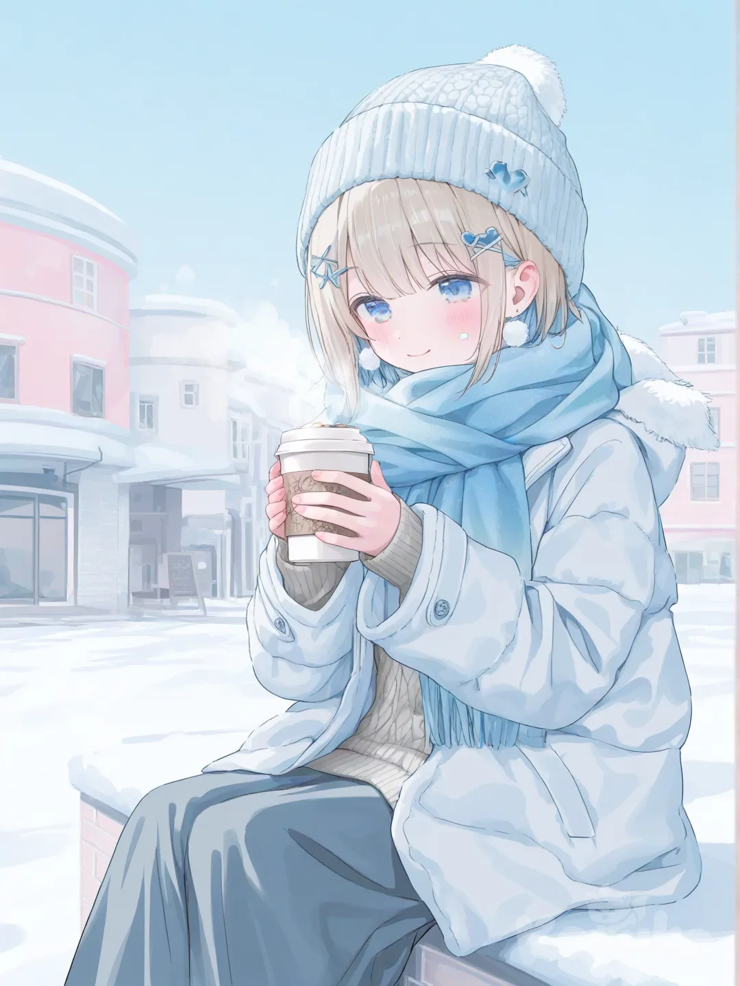 hot morning coffee in the winter