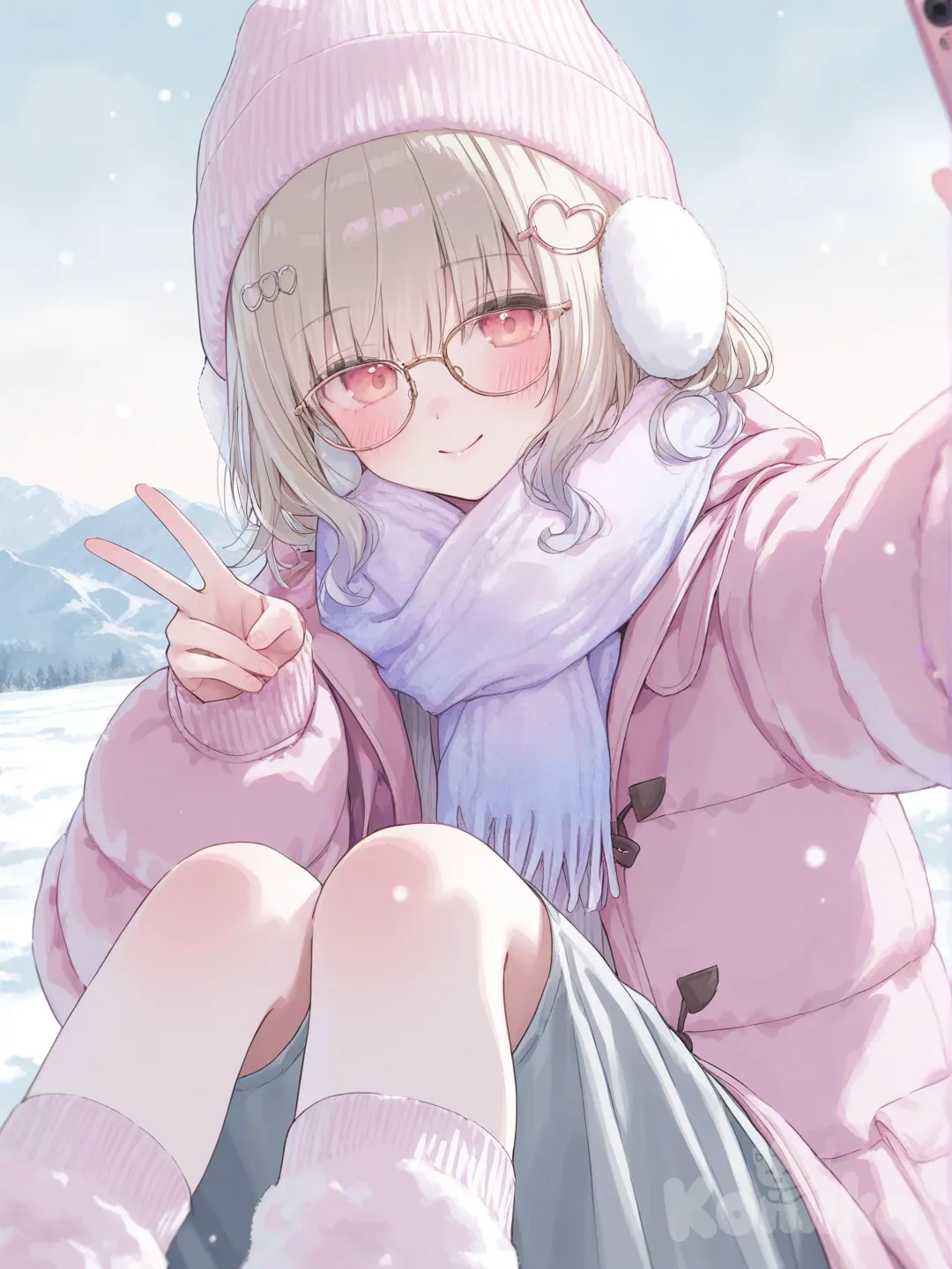 winter selfie in the mountains 