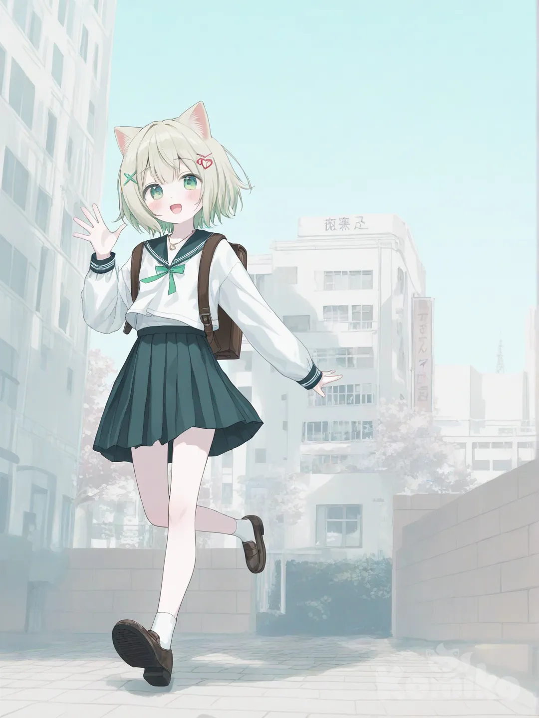 Hina coming back from school