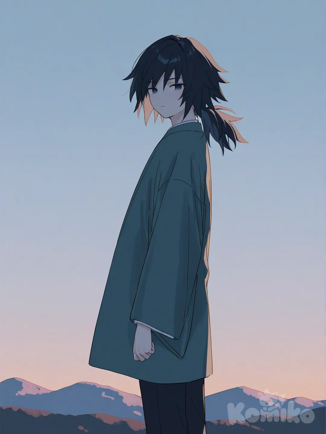 giyu selfie at the mountains