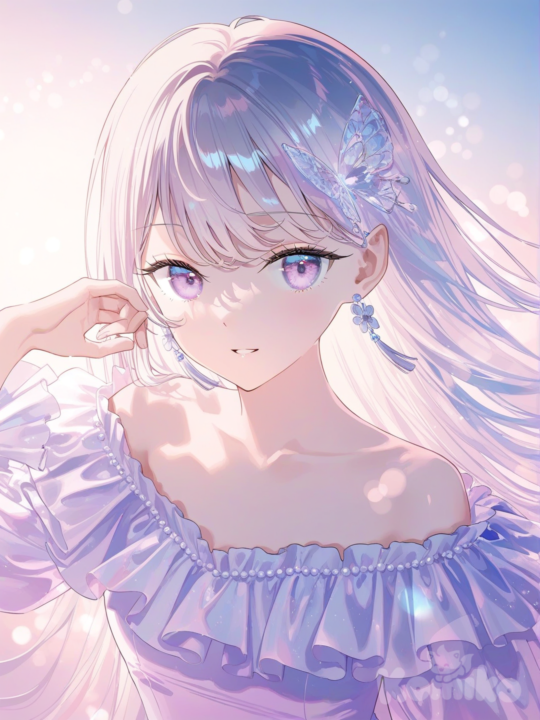 soft blue themed portrait 