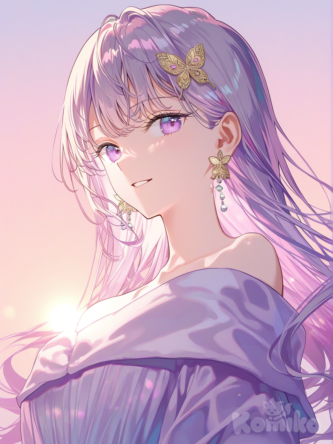 soft purple themed sunset portrait