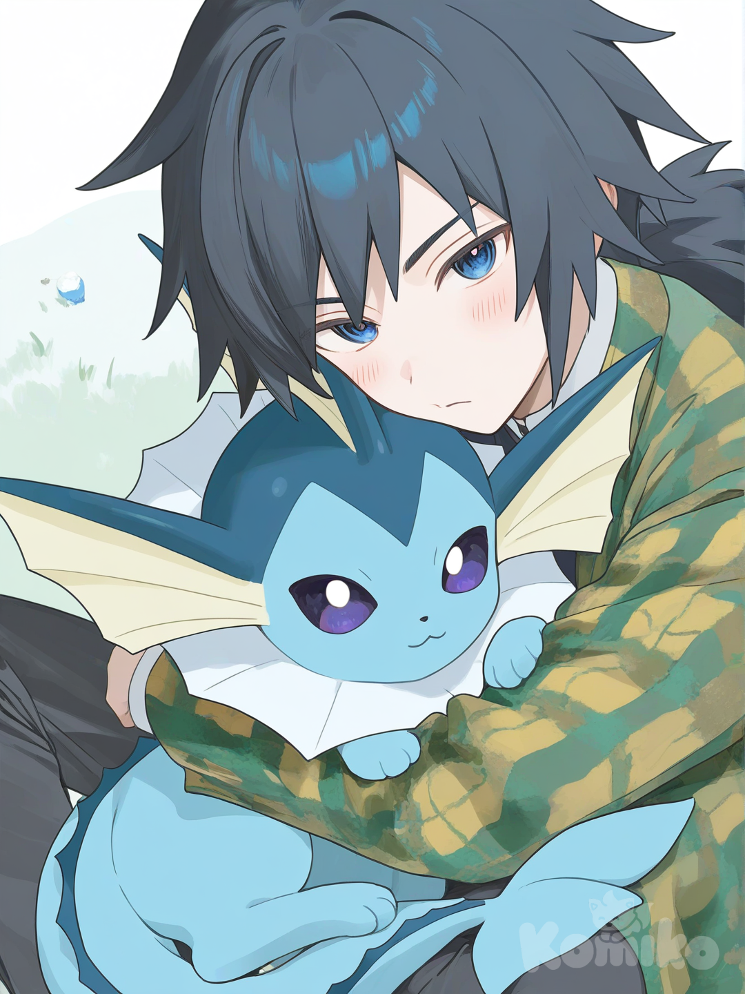 giyu and vaporeon selfie