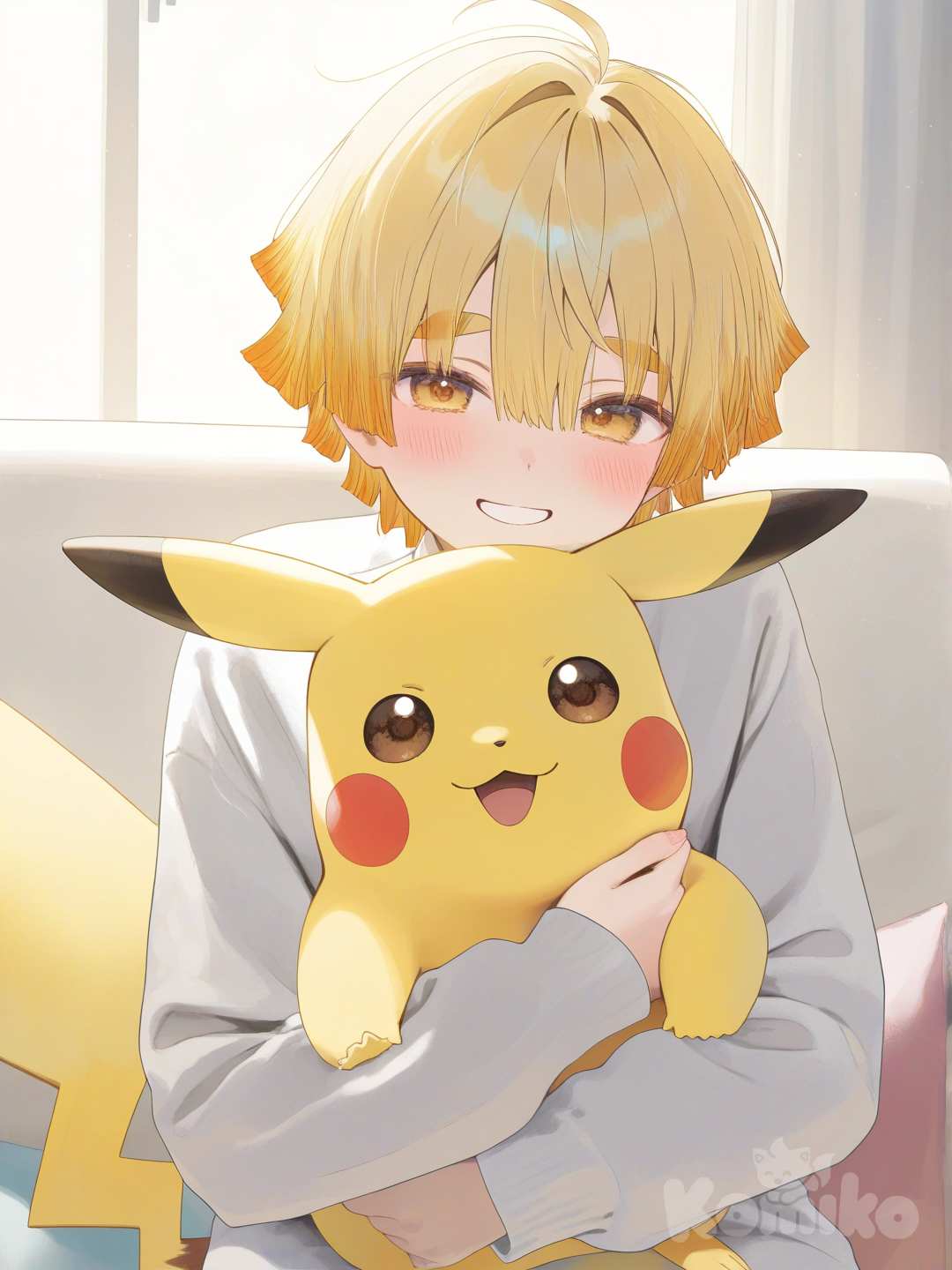 zenitsu and pikachu selfie 