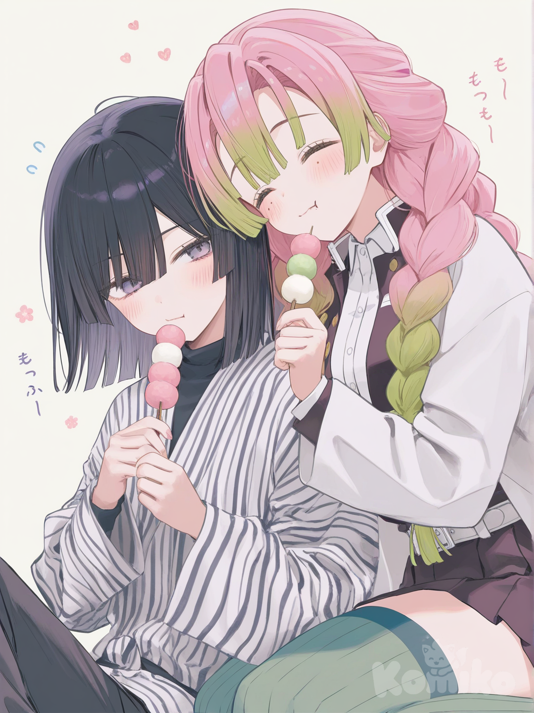 obamitsu eating dango together 